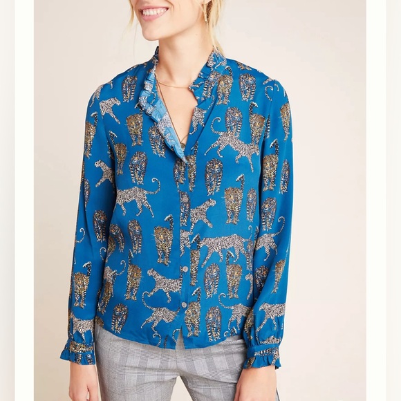 🔥KACHEL X Anthropologie Cheetah blouse - Picture 3 of 16